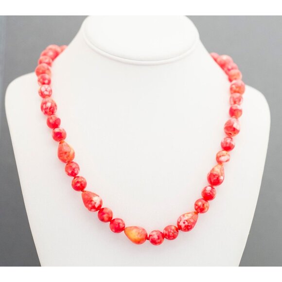 Vintage Boho Red Beaded Necklace 28 Inches G11 - Picture 1 of 3